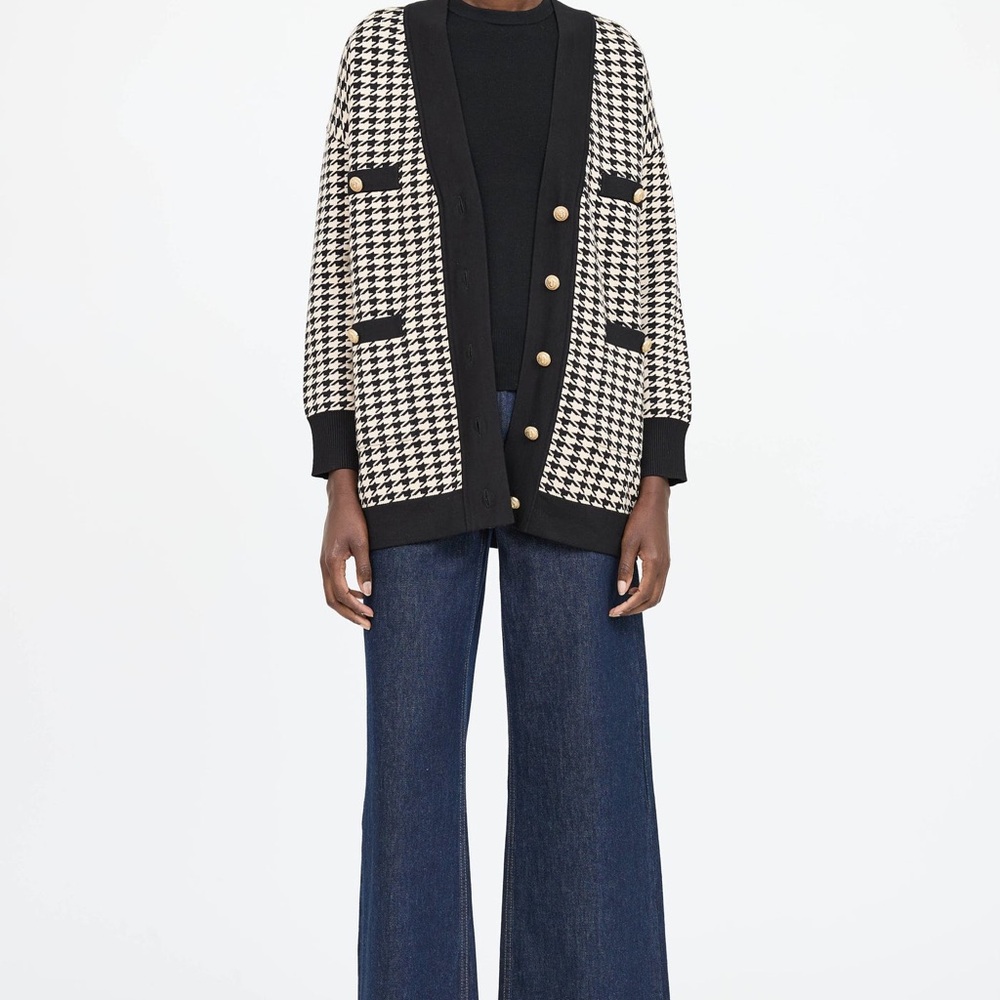Sandro Monochrome Houndstooth Knit